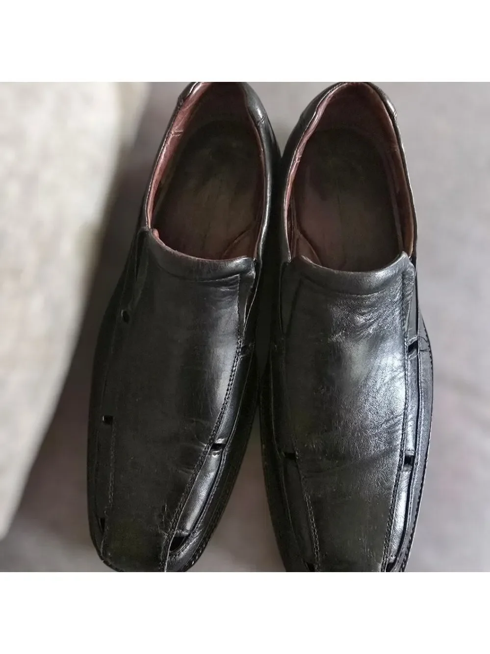 Johnston & Murphy Shoes Men's Size 8.5 8-1/2  Black Leather Loafers Slip On
